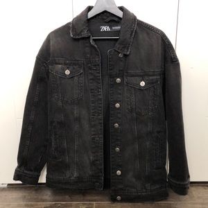 Zara distressed oversized jean jacket